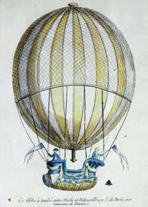 ジャックシャルルの風船（1746-1823）とニコラスロバート（1761-1828）がチュイルリー公園からの飛行に使用した（1783年12月1日） 作： French School